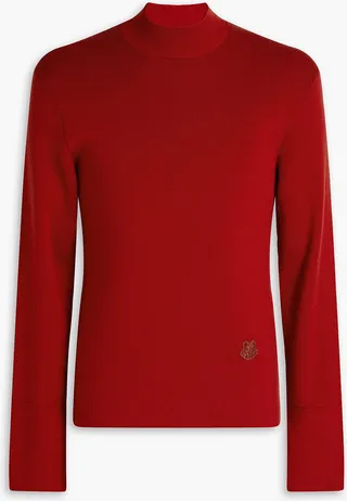 Logo-appliquéd wool turtleneck sweater