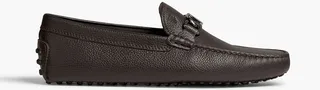 Logo-embellished pebbled-leather driving shoes
