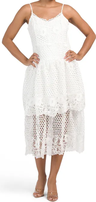 Lace Cami Tier Midi Dress