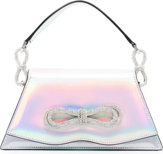 Silver Crystal Bow Leather Mini Bag
