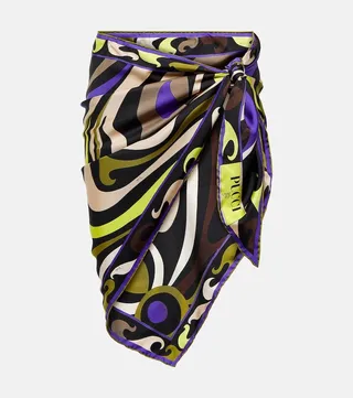 Printed silk twill scarf