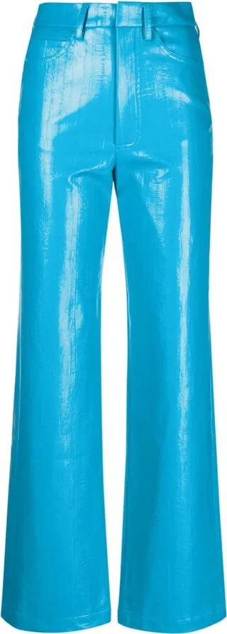 High-Rise Coated Straight-Leg Trousers