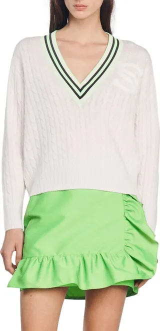 Aubin Cable V-Neck Sweater