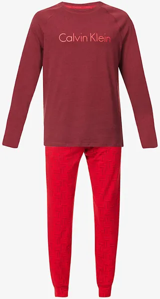 Mens 6nj ogo-print Stretch-jersey Pyjama set