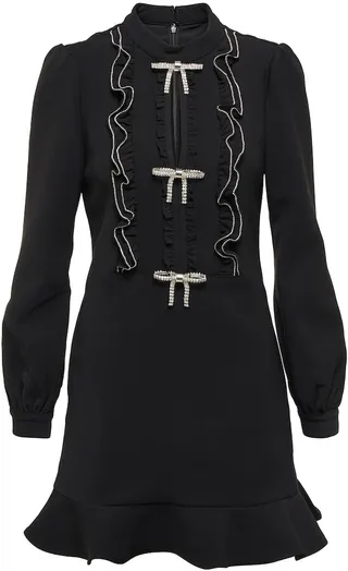 Embellished bow-trimmed minidress