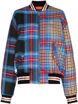 x Fred Perry Split tartan-check bomber jacket