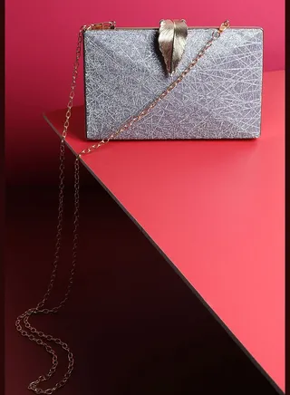Textured Party Regular Clutch Bag with Push Lock For Women
