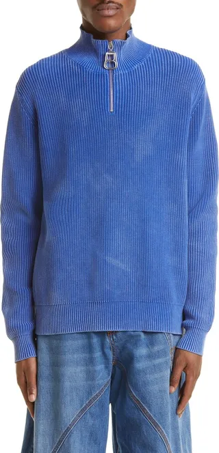 Can Puller Quarter Zip Cotton Sweater