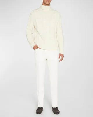 Men's Yak-Wool Cable Knit Turtleneck Sweater