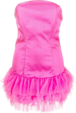 Tulle-Trim Strapless Minidress