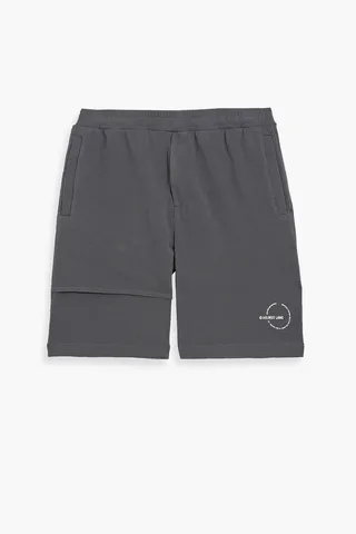 Printed cotton-blend piqué shorts