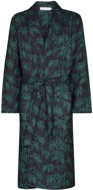 Byron quilted tropical-print robe