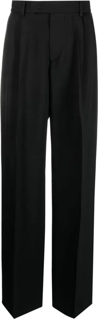 Straight-Leg Pleated Trousers