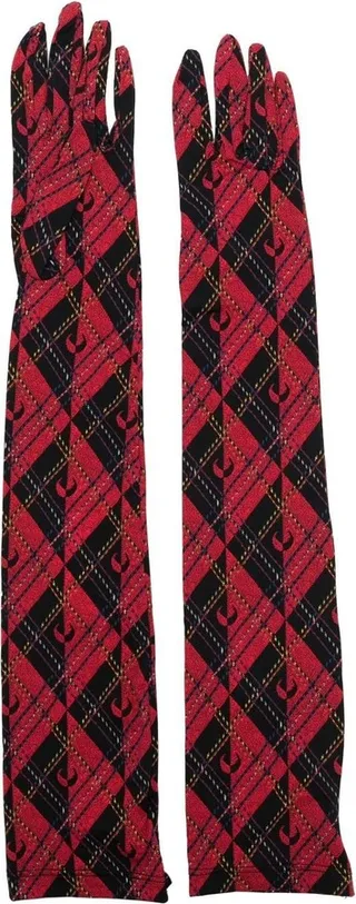 Moonogram-pattern argyle long gloves
