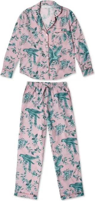 Desmond & Dempsey Bromley Parrot Long-Sleeved Pyjama Set