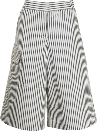 Striped Cargo Cotton Shorts