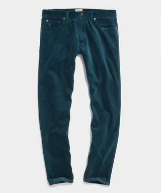 Slim Fit 5-Pocket Italian Corduroy Pant in Teal