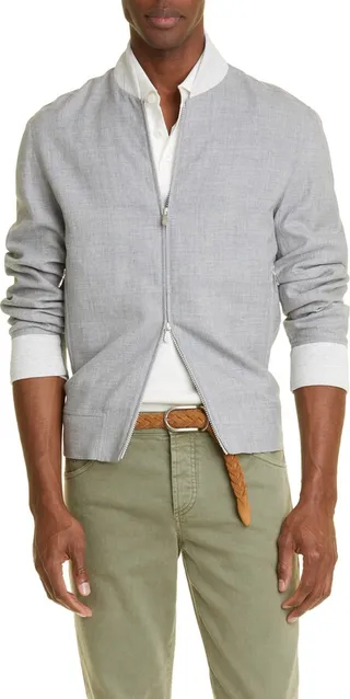 Linen & Wool Bomber Jacket
