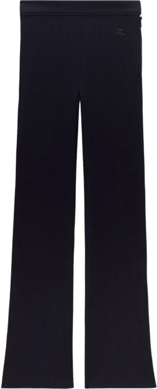 Ribbed-Knit Flared Trousers