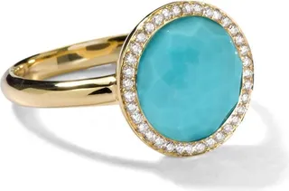 18kt yellow gold small Lollipop turquoise and diamond ring