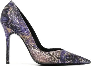 Pointed-Toe Snakeskin-Effect Stilettos