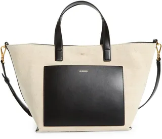 Small Wander Square Canvas & Leather Tote