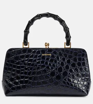 Mini croc-effect leather shoulder bag