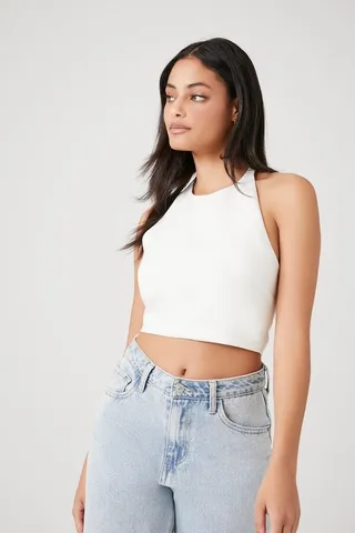 Twill Halter Crop Top