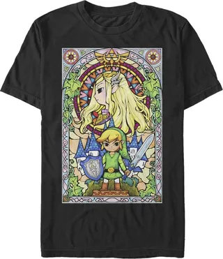 Men's Nintendo Legend of Zelda Glass T-Shirt - Black - 5X Large