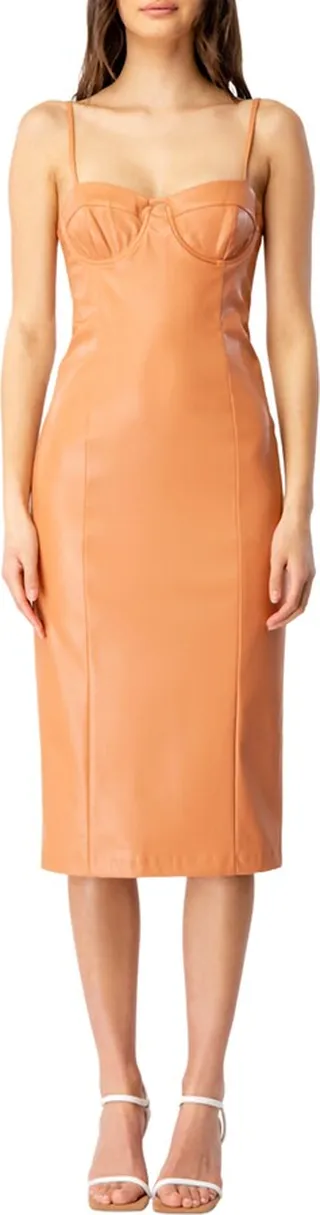 Sibella Sleeveless Faux Leather Midi Dress