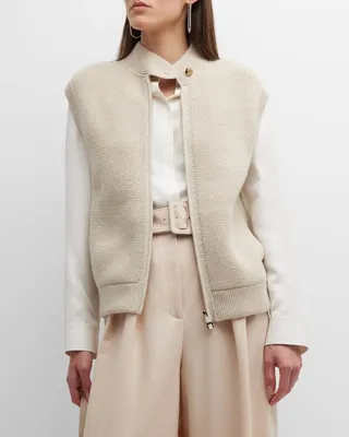 Borgonuovo Cashmere Knit Bomber Vest