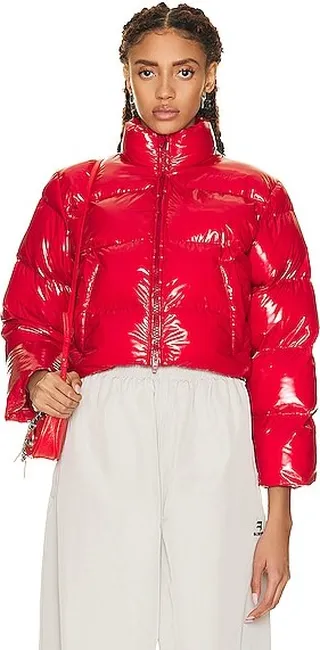 Balenciaga Shrunk Puffer Jacket in Red