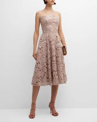 Ruby Strapless Sequin Lace Midi Dress