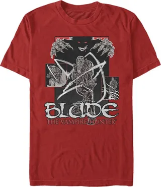 Men's Marvel Blade Gray Grayscale Panels T-Shirt - Red - Medium