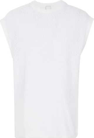Cotton Crew-neck Vest Sweater White