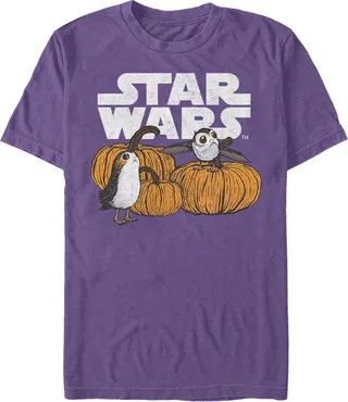 Men's Star Wars The Last Jedi Happy Halloween Porg Logo T-Shirt - Purple - X Large