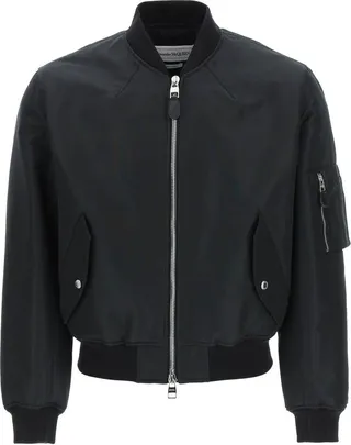 Alexander McQueen Graffiti Cropped Bomber Jacket