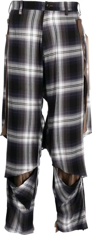 Plaid Wide-Leg Trousers