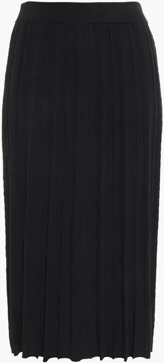 Pleated knitted midi skirt