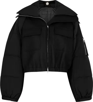 Helmut Lang Hybrid Wool-blend Bomber Jacket