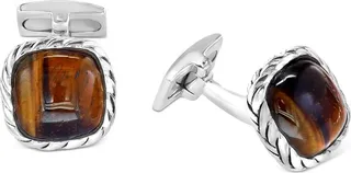 Effy Men's Tiger Eye Cufflinks in Sterling Silver (Also in Black Agate)