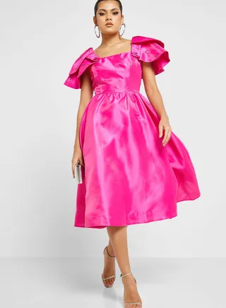 Frill Sleeve Tiered Dress