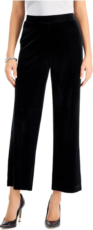 Womens Velour Pull On Straight Leg Pants