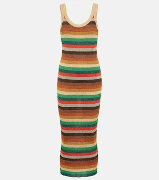 Lurex® striped midi dress