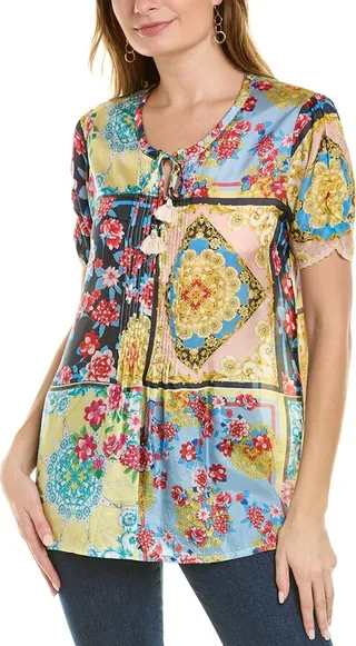 Johnny Was Japer Flower Mai Silk Tunic