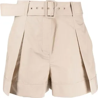 Pleat-Detailing Belted Shorts