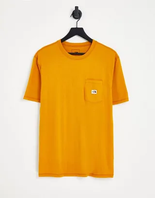 The North Face Heritage patch pocket t-shirt in orange