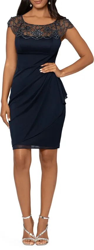 Bead Detail Sheath Cocktail Dress