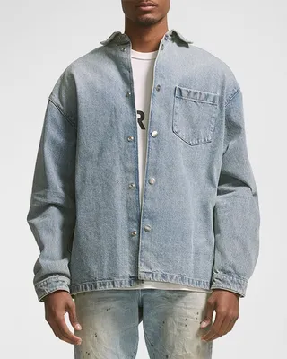 Men's Snap-Front Denim Shirt Jacket