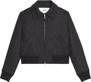 Herringbone Wool Bomber Jacket